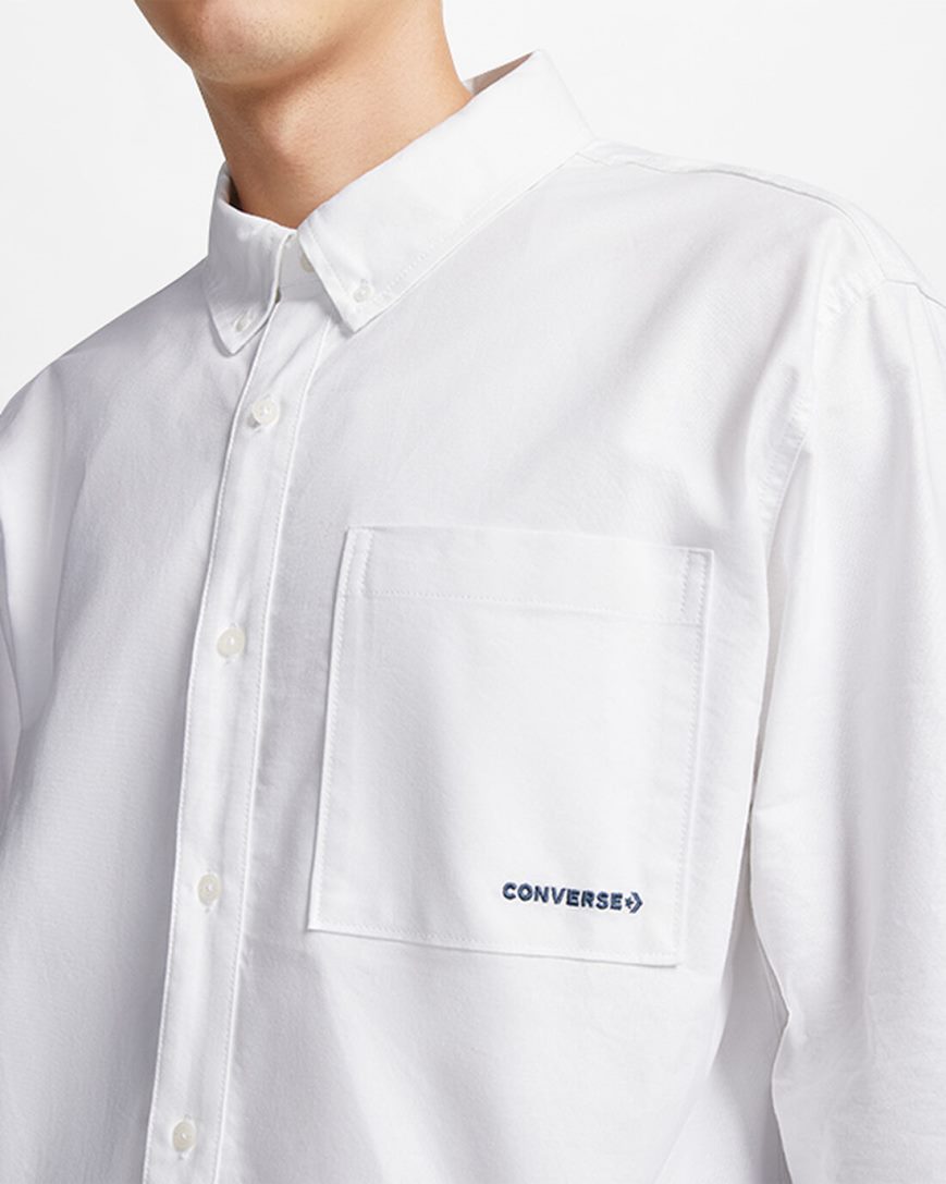 Camisas Converse Oxford Button-Up Masculino Branco | PT K0405T7